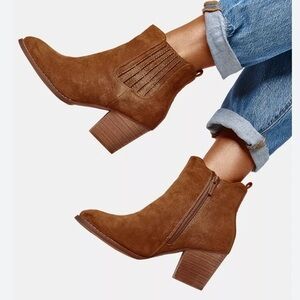 Maurice Beige Low Heel Ankle Boots